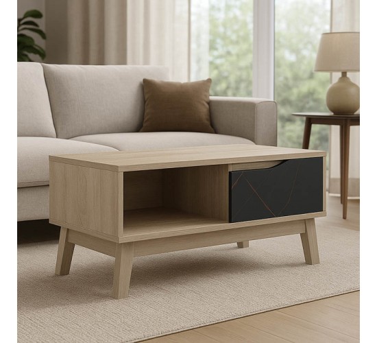 Τραπέζι σαλονιού Judas σε μαύρο μαρμάρου-sonoma απόχρωση  90x45x38.5εκ Υλικό: PB 230-000096