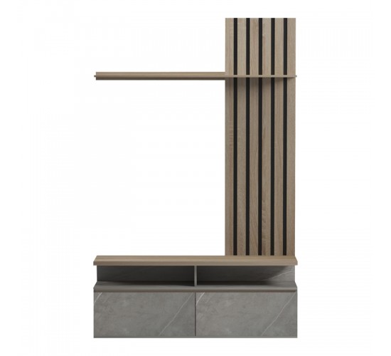 Σύνθετο σαλονιού Perlento σε μπεζ μαρμάρου με sonoma απόχρωση 140x41x219.5εκ Υλικό: 15MM MELANMINE BOARD 230-000098