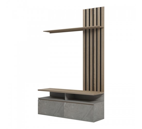 Σύνθετο σαλονιού Perlento σε μπεζ μαρμάρου με sonoma απόχρωση 140x41x219.5εκ Υλικό: 15MM MELANMINE BOARD 230-000098