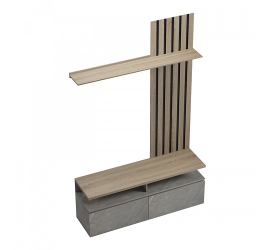 Σύνθετο σαλονιού Perlento σε μπεζ μαρμάρου με sonoma απόχρωση 140x41x219.5εκ Υλικό: 15MM MELANMINE BOARD 230-000098