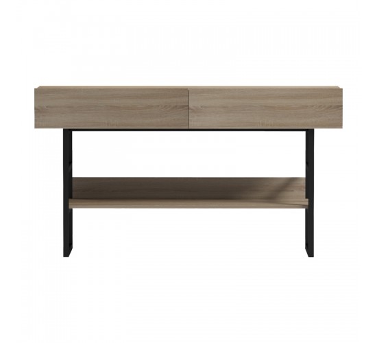 Κονσόλα Vien σε sonoma-μαύρη απόχρωση 139x43x75.5εκ Υλικό: 15MM MELANMINE BOARD - 25*25MM POWDER COATED STEEL TUBE 230-000106