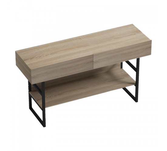 Κονσόλα Vien σε sonoma-μαύρη απόχρωση 139x43x75.5εκ Υλικό: 15MM MELANMINE BOARD - 25*25MM POWDER COATED STEEL TUBE 230-000106