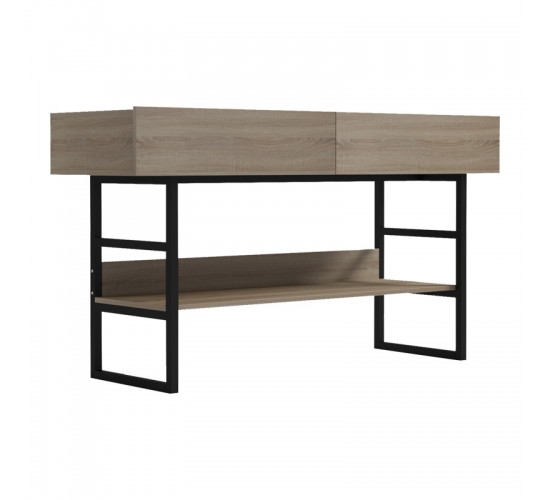 Κονσόλα Vien σε sonoma-μαύρη απόχρωση 139x43x75.5εκ Υλικό: 15MM MELANMINE BOARD - 25*25MM POWDER COATED STEEL TUBE 230-000106