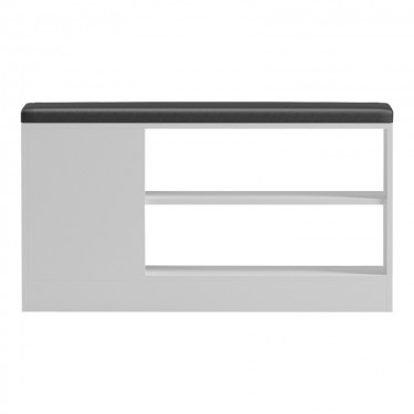 Παπουτσοθήκη-σκαμπό Deboule 8 ζευγών σε λευκή-μαύρη απόχρωση 90x30x46εκ Υλικό: 15MM MELANMINE BOARD - PU CUSHION 230-000118