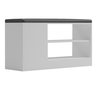 Παπουτσοθήκη-σκαμπό Deboule 8 ζευγών σε λευκή-μαύρη απόχρωση 90x30x46εκ Υλικό: 15MM MELANMINE BOARD - PU CUSHION 230-000118