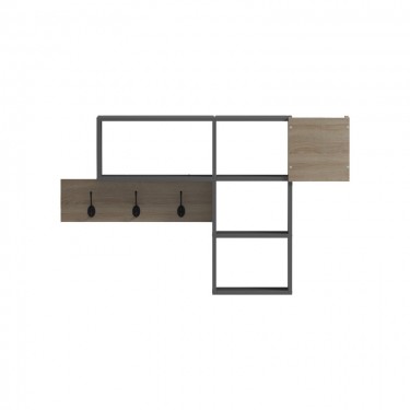 Κρεμάστρα τοίχου Wenia σε sonoma-ανθρακί απόχρωση 99.5x15x61εκ Υλικό: 15MM MELANMINE BOARD 230-000119