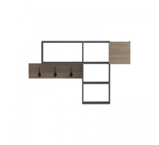 Κρεμάστρα τοίχου Wenia σε sonoma-ανθρακί απόχρωση 99.5x15x61εκ Υλικό: 15MM MELANMINE BOARD 230-000119