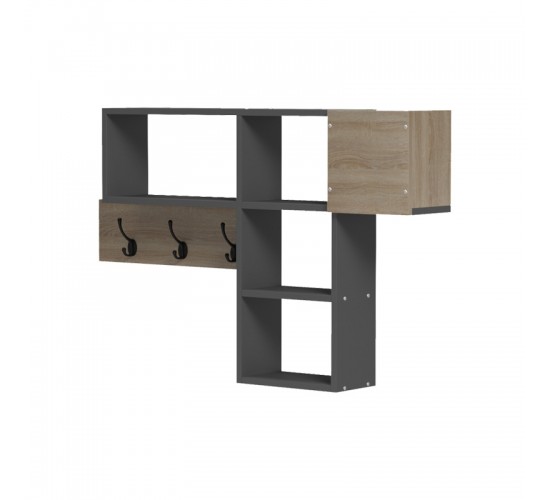 Κρεμάστρα τοίχου Wenia σε sonoma-ανθρακί απόχρωση 99.5x15x61εκ Υλικό: 15MM MELANMINE BOARD 230-000119