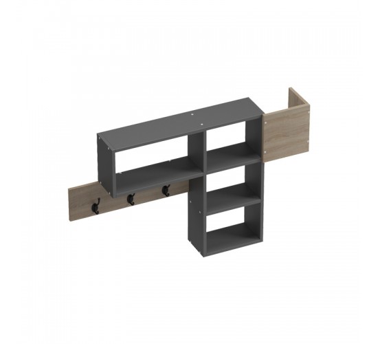 Κρεμάστρα τοίχου Wenia σε sonoma-ανθρακί απόχρωση 99.5x15x61εκ Υλικό: 15MM MELANMINE BOARD 230-000119