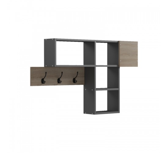 Κρεμάστρα τοίχου Wenia σε sonoma-ανθρακί απόχρωση 99.5x15x61εκ Υλικό: 15MM MELANMINE BOARD 230-000119