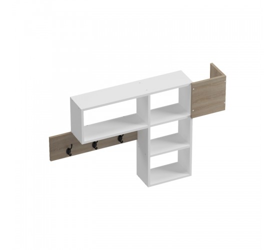 Κρεμάστρα τοίχου Wenia σε sonoma-λευκό 99.5x15x61εκ Υλικό: 15MM MELANMINE BOARD 230-000120