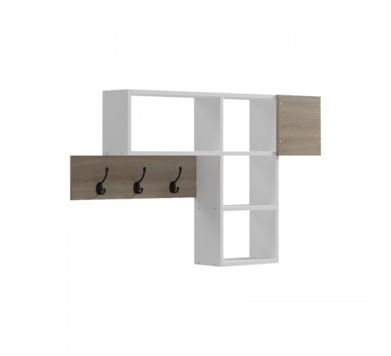 Κρεμάστρα τοίχου Wenia σε sonoma-λευκό 99.5x15x61εκ Υλικό: 15MM MELANMINE BOARD 230-000120