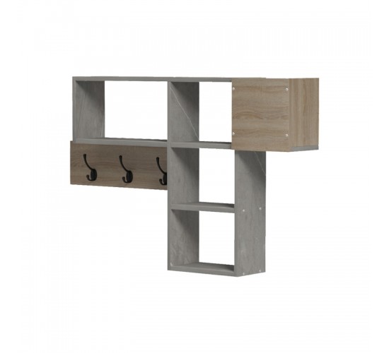 Κρεμάστρα τοίχου Wenia σε sonoma απόχρωση με μπεζ μαρμάρου 99.5x15x61εκ Υλικό: 15MM MELANMINE BOARD 230-000121