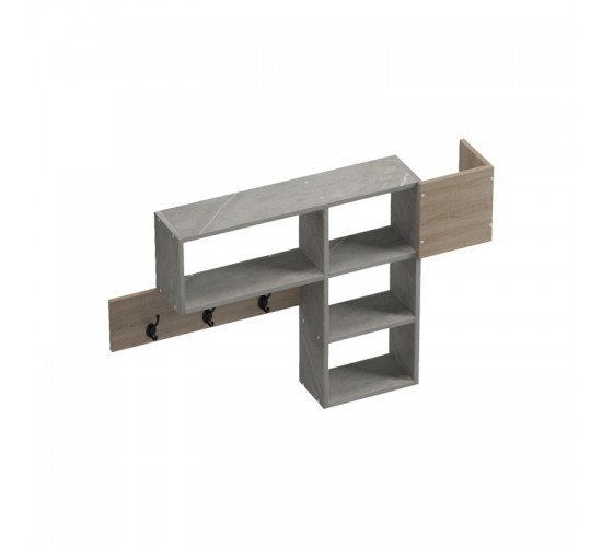 Κρεμάστρα τοίχου Wenia σε sonoma απόχρωση με μπεζ μαρμάρου 99.5x15x61εκ Υλικό: 15MM MELANMINE BOARD 230-000121