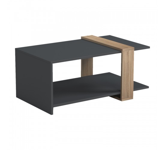 Τραπέζι σαλονιού Masasi ανθρακί - sonoma 80x50x35εκ Υλικό: MELAMINE 15mm 230-000123