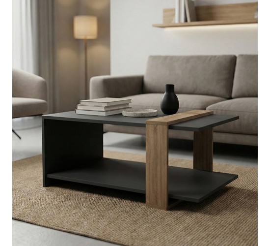 Τραπέζι σαλονιού Masasi ανθρακί - sonoma 80x50x35εκ Υλικό: MELAMINE 15mm 230-000123