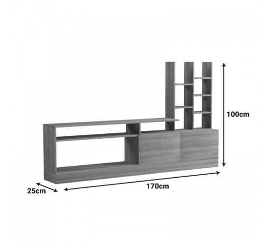Σύνθετο σαλονιού Seruno sonoma 170x25x100εκ Υλικό: MELAMINE  15MM 230-000124