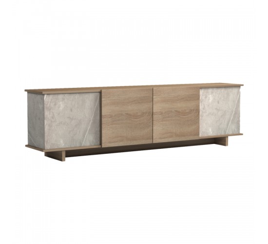Έπιπλο τηλεόρασης Zafore sonoma- γκρι μπεζ όψη μαρμάρου 180x33x50εκ Υλικό: MELAMINE 230-000125