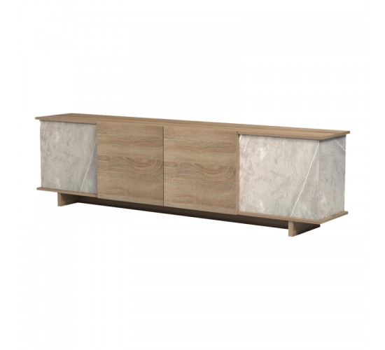 Έπιπλο τηλεόρασης Zafore sonoma- γκρι μπεζ όψη μαρμάρου 180x33x50εκ Υλικό: MELAMINE 230-000125