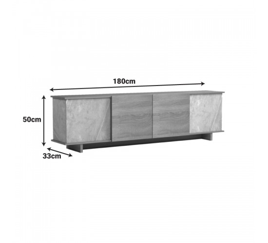 Έπιπλο τηλεόρασης Zafore sonoma- γκρι μπεζ όψη μαρμάρου 180x33x50εκ Υλικό: MELAMINE 230-000125