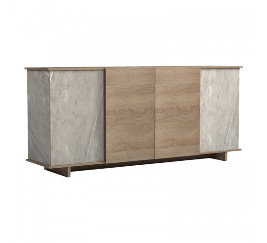 Μπουφές Zafore sonoma - γκρι μπεζ όψη μαρμάρου 180x45x80εκ Υλικό: MELAMINE 230-000126