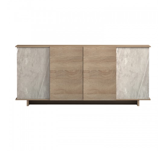 Μπουφές Zafore sonoma - γκρι μπεζ όψη μαρμάρου 180x45x80εκ Υλικό: MELAMINE 230-000126