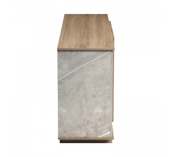 Μπουφές Zafore sonoma - γκρι μπεζ όψη μαρμάρου 180x45x80εκ Υλικό: MELAMINE 230-000126