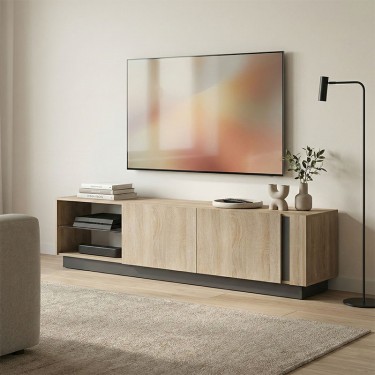 Έπιπλο τηλεόρασης με Led Vario sonoma - ανθρακί 185.6x35x45εκ Υλικό: 15MM MELANMINE BOARD 230-000127