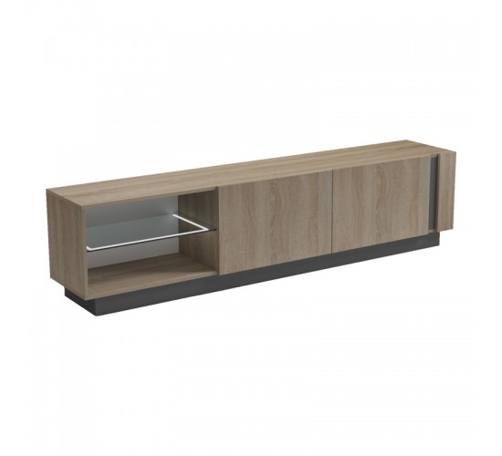 Έπιπλο τηλεόρασης με Led Vario sonoma - ανθρακί 185.6x35x45εκ Υλικό: 15MM MELANMINE BOARD 230-000127