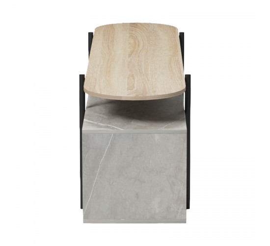 Έπιπλο τηλεόρασης Medousa sonoma- γκρι μπεζ όψη μαρμάρου 160x35.5x50εκ Υλικό: 25mm Melamine Board -  Ø22&20*20mm Powder Coated Steel Tube 230-000130