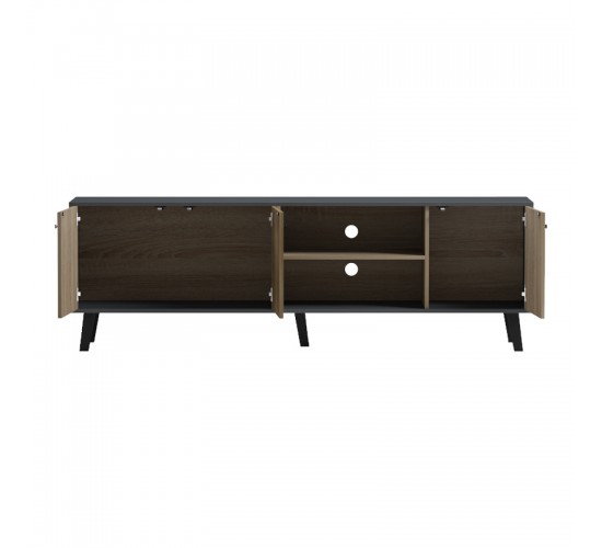 Έπιπλο τηλεόρασης Tuscany sonoma-ανθρακί 180x41x51εκ Υλικό: 15mm Melamine Board -Solid wood legs 230-000131