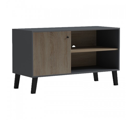 Έπιπλο τηλεόρασης Tuscany sonoma-ανθρακί 100x40x51εκ Υλικό: 15mm Melamine Board -Solid wood legs 230-000132