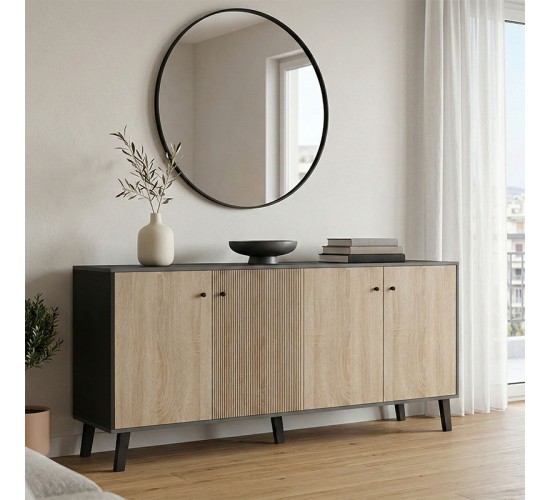 Μπουφές Tuscany sonoma-ανθρακί 180x40x78.6εκ Υλικό: 15mm Melamine Board -Solid wood legs 230-000133