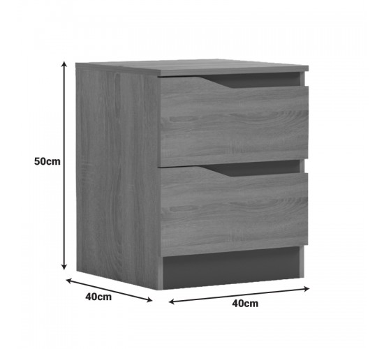 Κομοδίνο Verena sonoma-ανθρακί 40x40x50εκ Υλικό: 15mm MELAMINE 230-000134