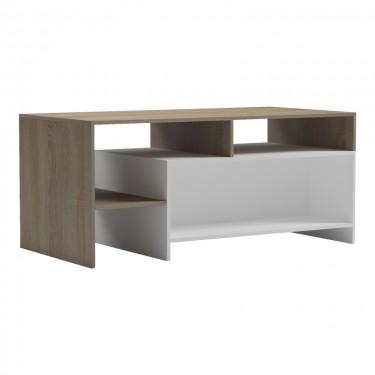 Τραπέζι σαλονιού Consa sonoma - λευκό 120x60x52.8εκ Υλικό: 15mm MELAMINE 230-000141