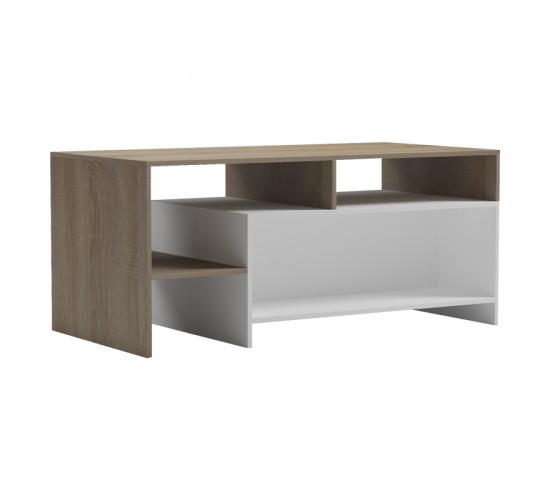 Τραπέζι σαλονιού Consa sonoma - λευκό 120x60x52.8εκ Υλικό: 15mm MELAMINE 230-000141