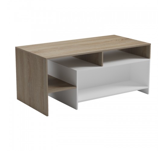 Τραπέζι σαλονιού Consa sonoma - λευκό 120x60x52.8εκ Υλικό: 15mm MELAMINE 230-000141