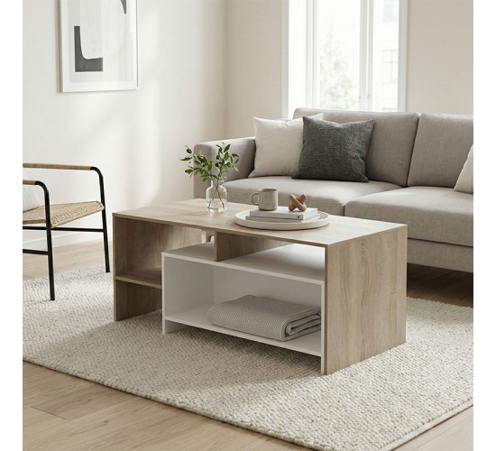 Τραπέζι σαλονιού Consa sonoma - λευκό 120x60x52.8εκ Υλικό: 15mm MELAMINE 230-000141