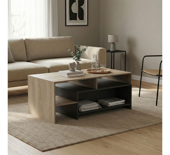 Τραπέζι σαλονιού Consa sonoma - ανθρακί 120x60x52.8εκ Υλικό: 15mm MELAMINE 230-000142