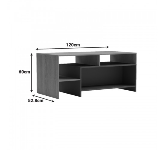 Τραπέζι σαλονιού Consa sonoma - ανθρακί 120x60x52.8εκ Υλικό: 15mm MELAMINE 230-000142