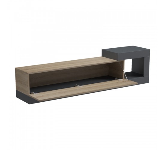 Έπιπλο τηλεόρασης επιτοίχιο Flato sonoma-ανθρακί 150x29.5x38.5εκ Υλικό: 15mm Melamine Board -Solid wood legs 230-000143