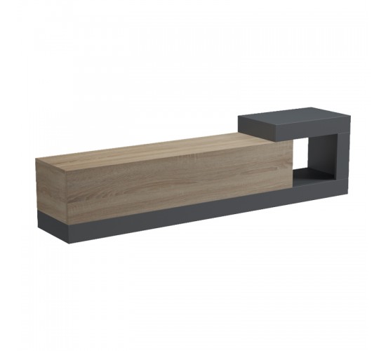 Έπιπλο τηλεόρασης επιτοίχιο Flato sonoma-ανθρακί 150x29.5x38.5εκ Υλικό: 15mm Melamine Board -Solid wood legs 230-000143