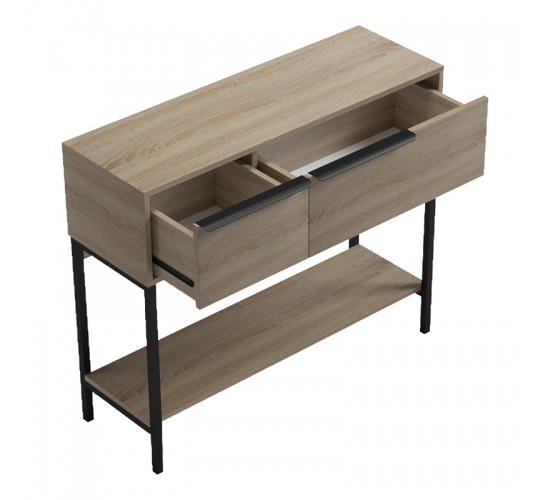 Κονσόλα Nordic σε sonoma-μαύρη απόχρωση 90x29,5x76εκ Υλικό: 15MM MELANMINE BOARD - 20*20MM STEEL TUBE 230-000146