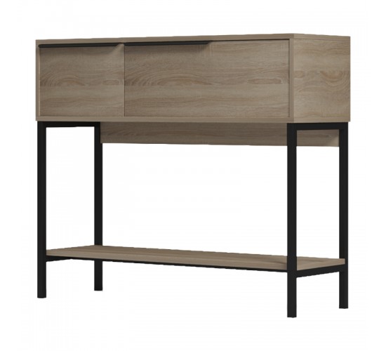 Κονσόλα Nordic σε sonoma-μαύρη απόχρωση 90x29,5x76εκ Υλικό: 15MM MELANMINE BOARD - 20*20MM STEEL TUBE 230-000146