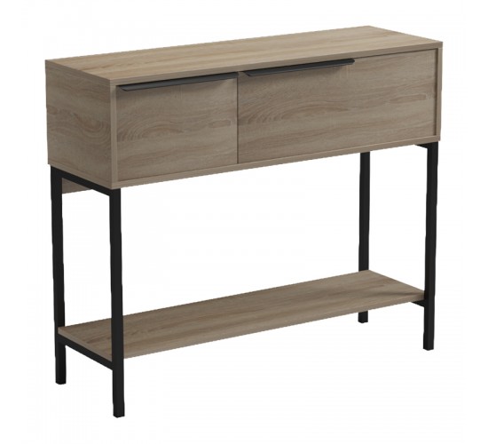 Κονσόλα Nordic σε sonoma-μαύρη απόχρωση 90x29,5x76εκ Υλικό: 15MM MELANMINE BOARD - 20*20MM STEEL TUBE 230-000146