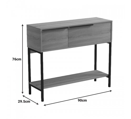 Κονσόλα Nordic σε sonoma-μαύρη απόχρωση 90x29,5x76εκ Υλικό: 15MM MELANMINE BOARD - 20*20MM STEEL TUBE 230-000146