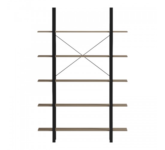 Βιβλιοθήκη-Ραφιέρα Loftie sonoma-μαύρο μέταλλο 126x28x165εκ Υλικό: 15mm Melamine Board-20*40mm Powder Coated Steel Tube 230-000150