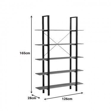 Βιβλιοθήκη-Ραφιέρα Loftie sonoma-μαύρο μέταλλο 126x28x165εκ Υλικό: 15mm Melamine Board-20*40mm Powder Coated Steel Tube 230-000150