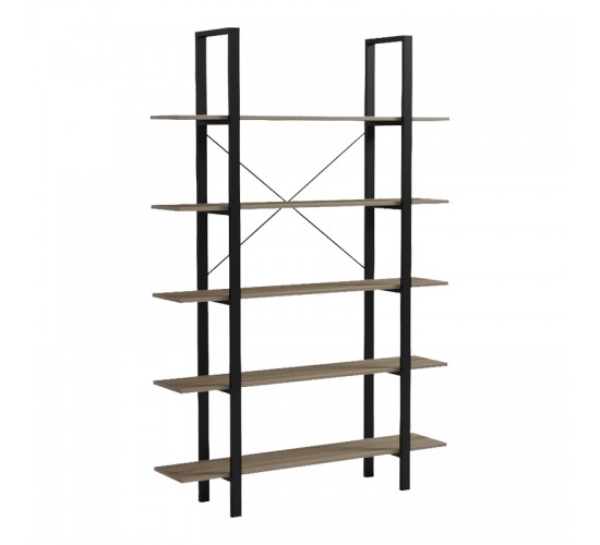 Βιβλιοθήκη-Ραφιέρα Loftie sonoma-μαύρο μέταλλο 126x28x165εκ Υλικό: 15mm Melamine Board-20*40mm Powder Coated Steel Tube 230-000150