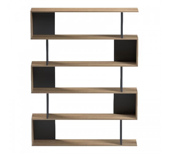 Βιβλιοθήκη Tetri sonoma-ανθρακί 121.8x25.4x158.8εκ Υλικό: 15mm Melamine Board 230-000151